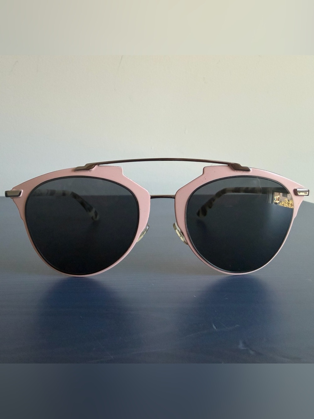 Dior Reflected Pink Metal Frame Sunglasses with Dark Lenses